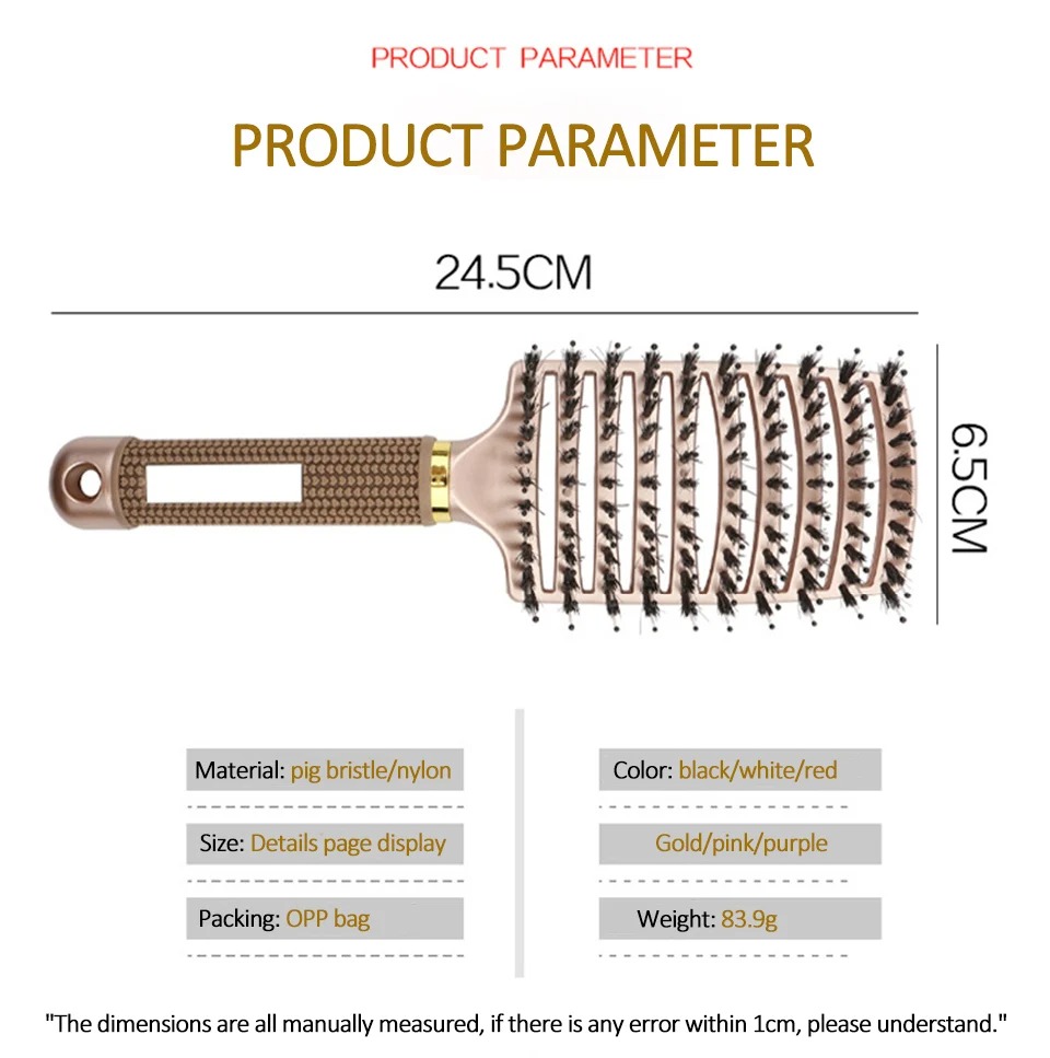 Spazzola per capelli Spazzola professionale curva ventilata per un asciugatura più veloce per spazzola districante a paletta per ricci asciutti e bagnati, spessi e dritti
