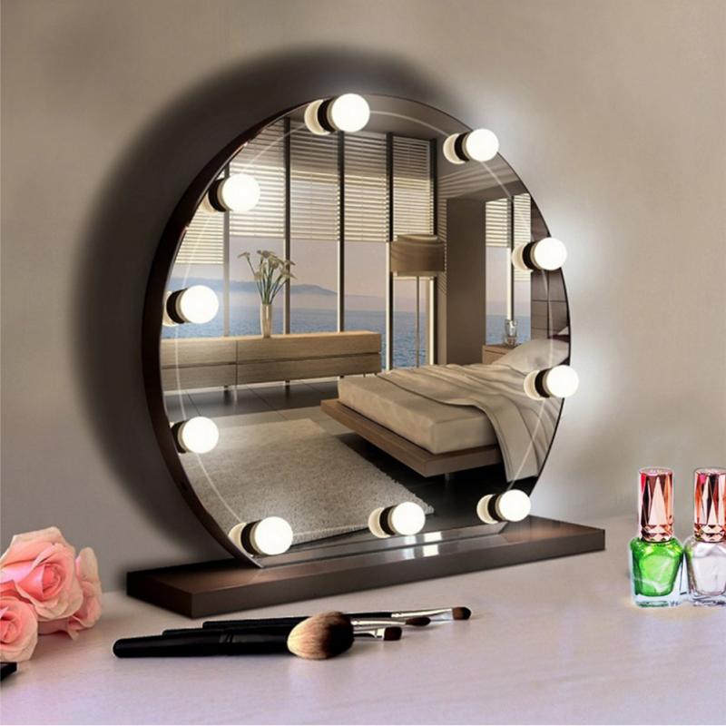 LED 12V Makeup Mirror Light Bulb Hollywood Vanity Lights Stepless Dimmable Wall Lamp 10 Bulbs Kit for Dressing Table