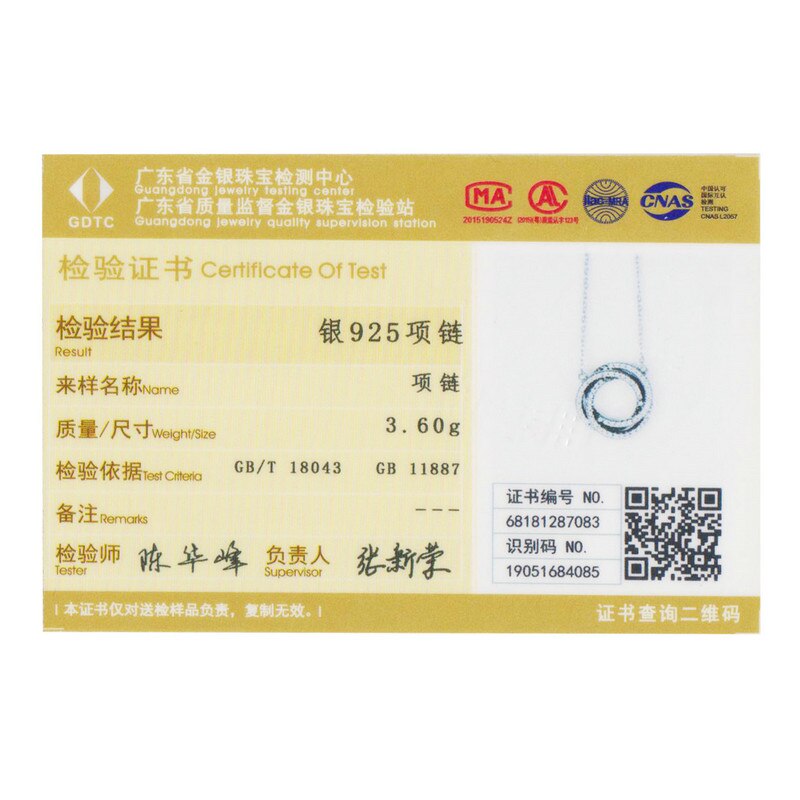 WOSTU Real 925 Sterling Silver Triple Lucky Circle Pendant Necklace For Women Luxury Original S925 Jewelry CQN259