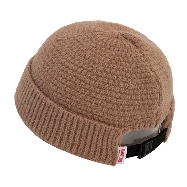 Unisex mössa ribbstickad stickad vintermössa varm kort mössa avslappnad enfärgad kalott baggy för vuxna män mössa: Kaffe