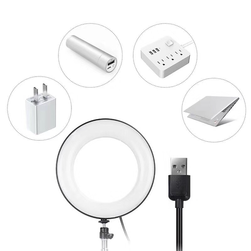 Anel de luz de led de 26cm/10 polegadas, regulável, para selfie, com tripé, usb, iluminação de anel de luz para fotografia com suporte para célula