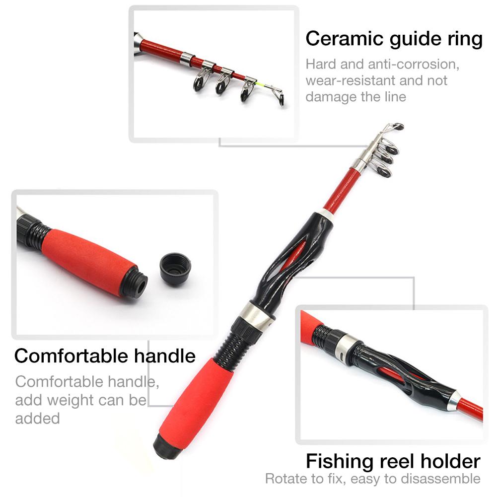 Mini Telescopic Fishing Pole with Reel Bait Box Portable Fishing Rod Kit for Children