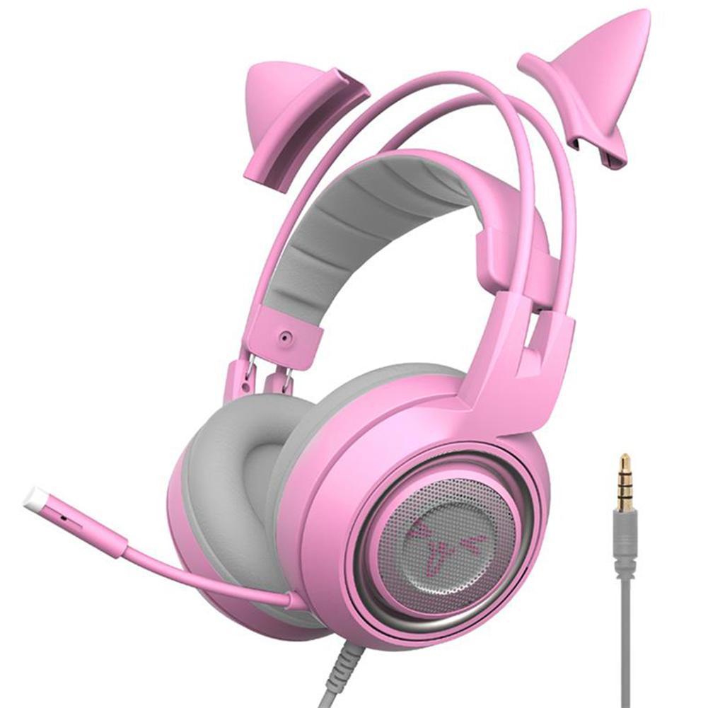Somic  g951s ps4 pink cat ørestøjreducerende hovedtelefoner 3.5mm stik pige børn gaming headset med mikrofon til telefon