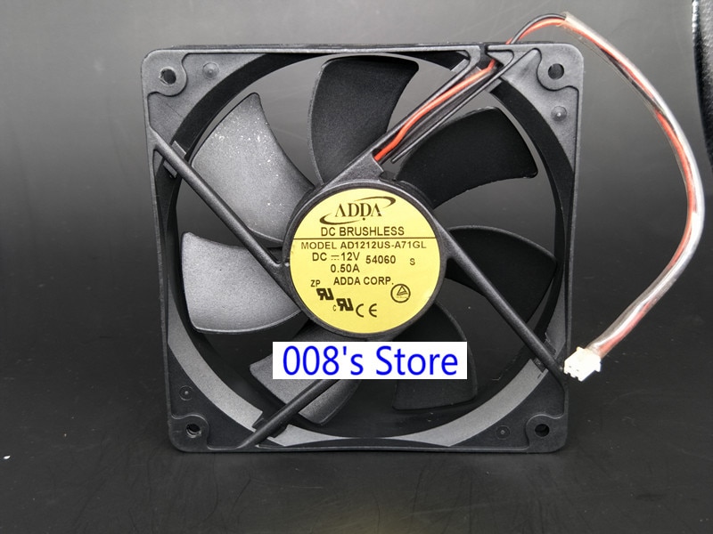 CPU Cooler Fan For 12V 0.50A S 54060 12CM AD1212US-A71GL 54060 12025 120*120*25MM Air Volume Chassis Cooling 2 Pins