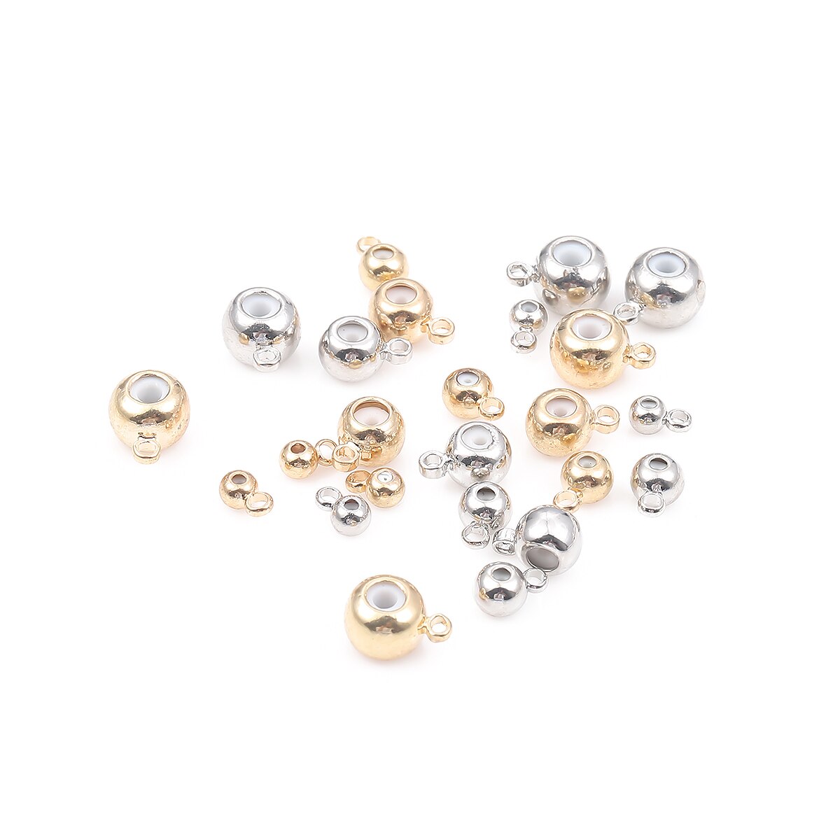 10pcs Round Gold-plated Copper Strap Hanging Glossy Round Bracelet Necklace Adjustment Bead Positioning Spacer Bead