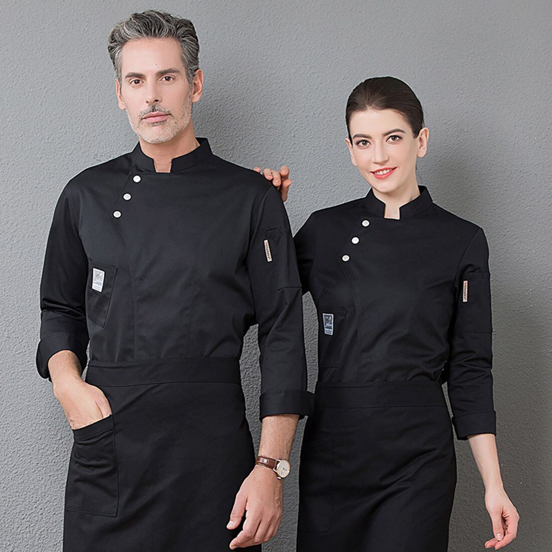 Unisex Chef Uniform Long Sleeve Bakery Restaurant Kitchen Cooking Cloth Waitress Work Wear Double Breasted Chef Jacket