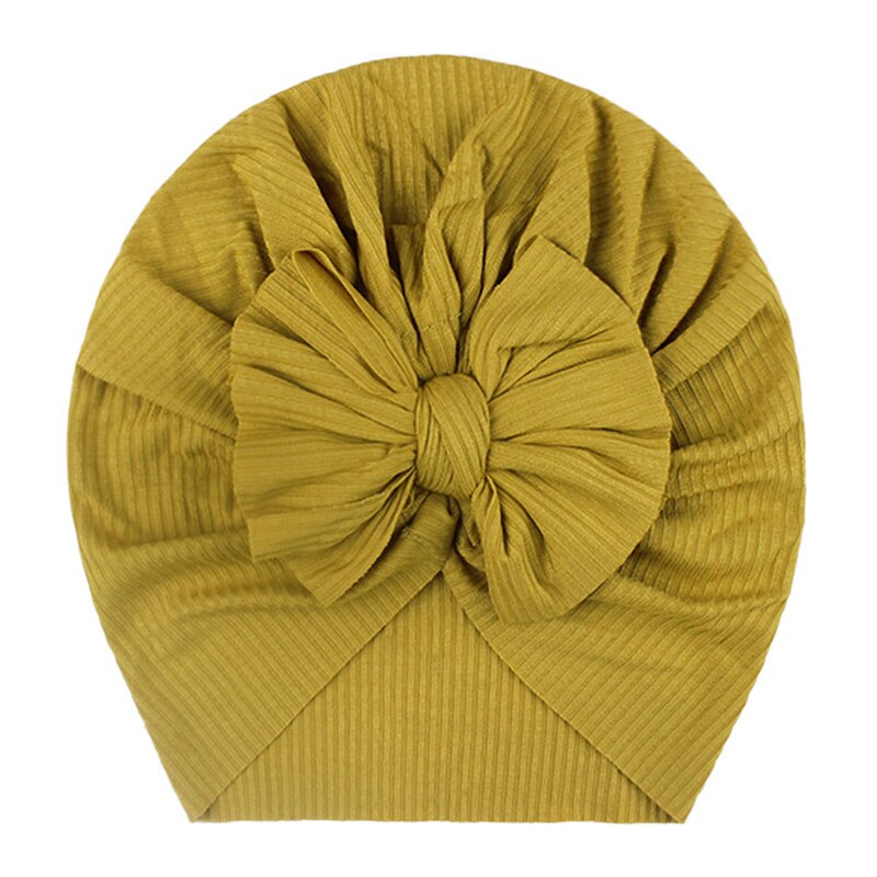 Chapeau Turban doux avec gros nœud pour bébé fille, Bonnet de couleur unie pour -né et enfant en bas âge, printemps: style 6
