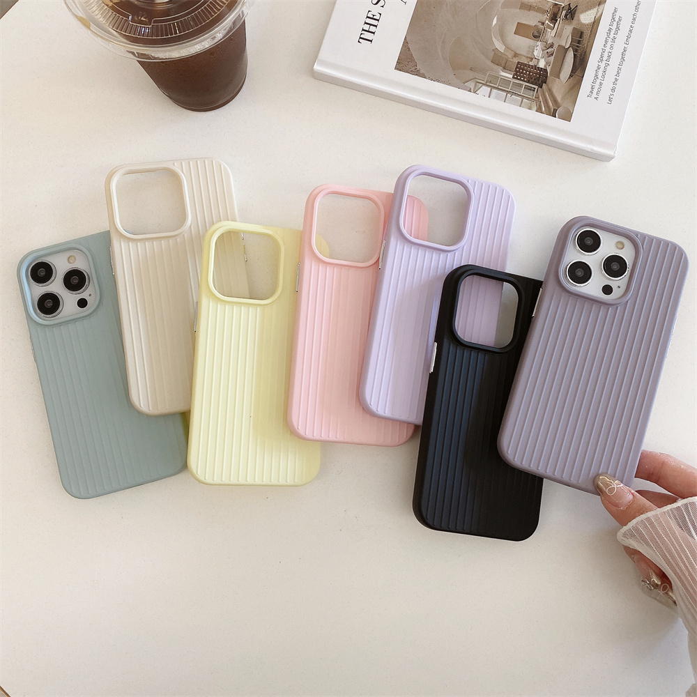 Macaron Cream Solid Color Premium Cute Phone Case For iPhone 15 14 13 12 11 Stylish Stripe Simple Slim Protection Cover