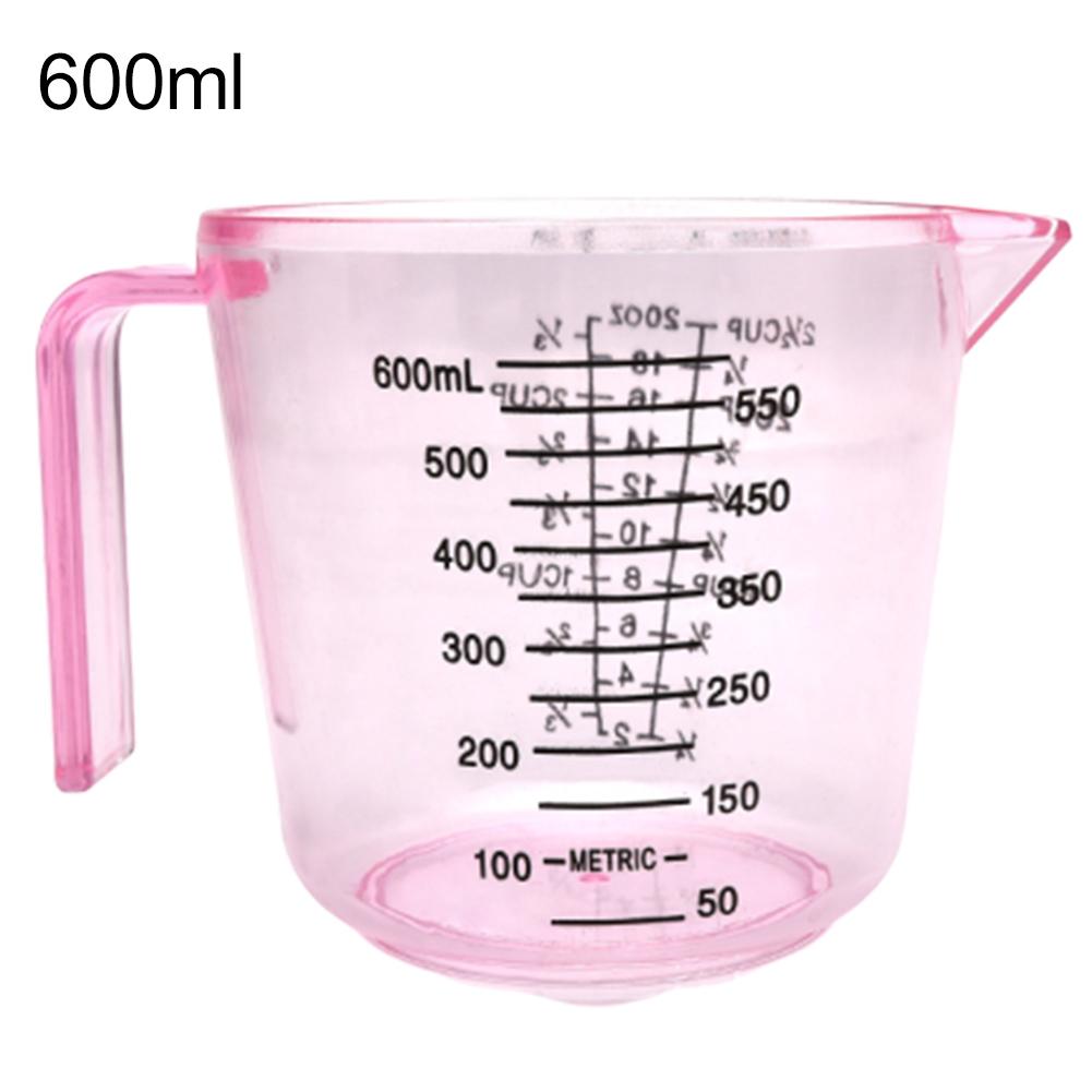 150/300/600ml Plastic Measuring Cup Transparent Blue Mug Pour Spout Clear Liquid Measure Beaker JugCup Container: Pink600ml