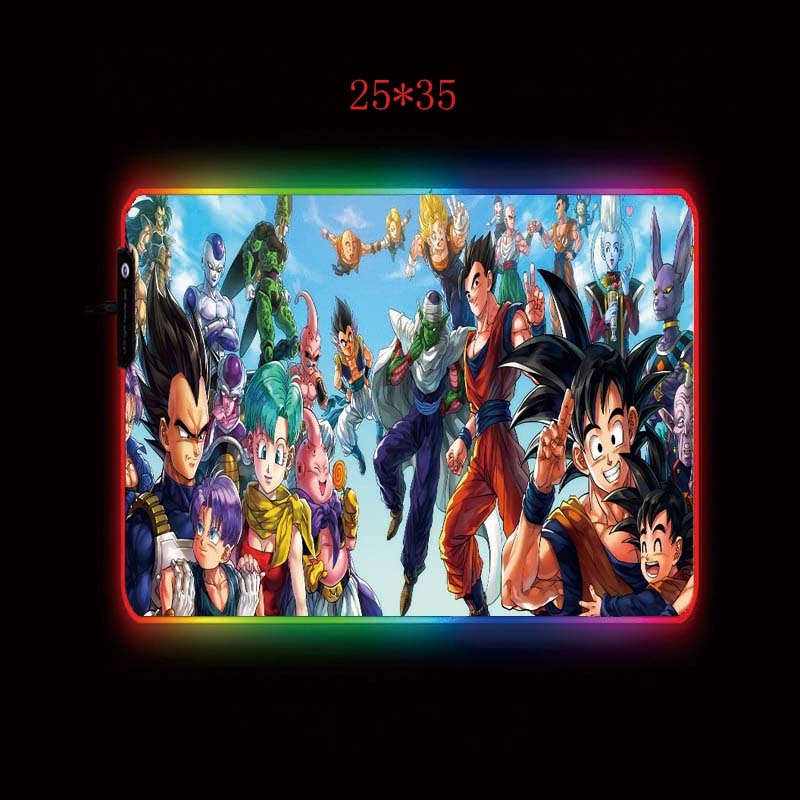 Mairuige Dragon Ball Z RGB Gaming Mouse Pad Large Computer Mouse Pad Gamer Anime Mousepad Backlight Mause Pad Keyboard Desk Mat: 25X35CM / Thickness 4MM