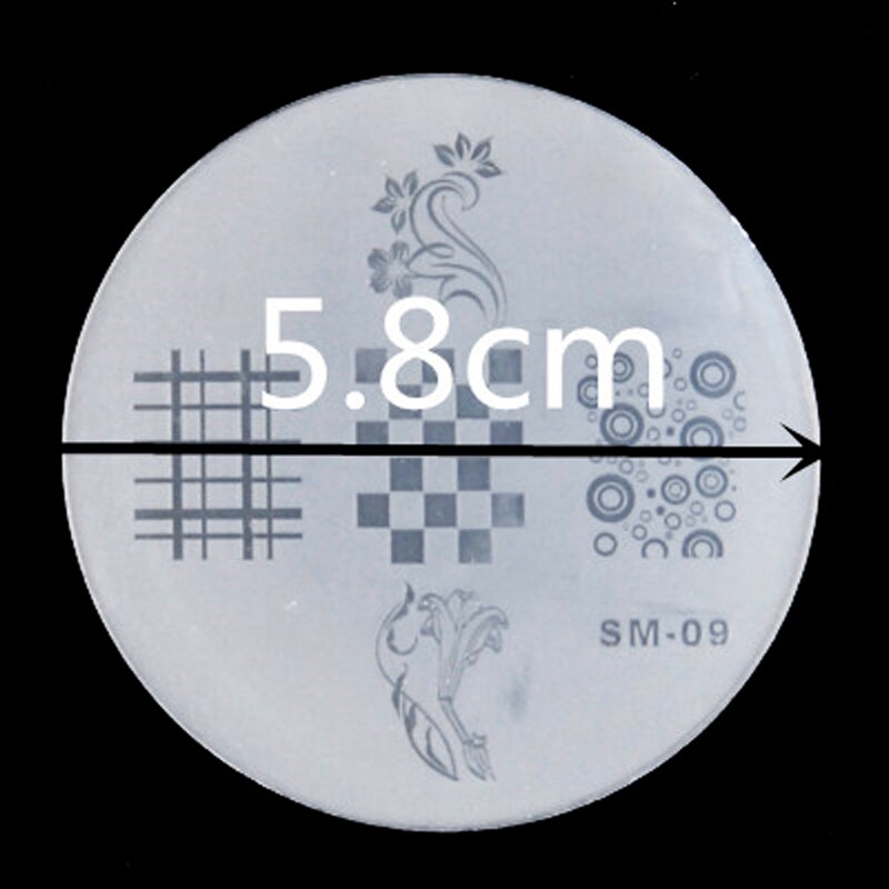 16 unids/lote transparente de plástico uñas redondo placas flor patrón lindo estampado Plantilla de manicura de uñas de arte Plantilla de imagen herramientas