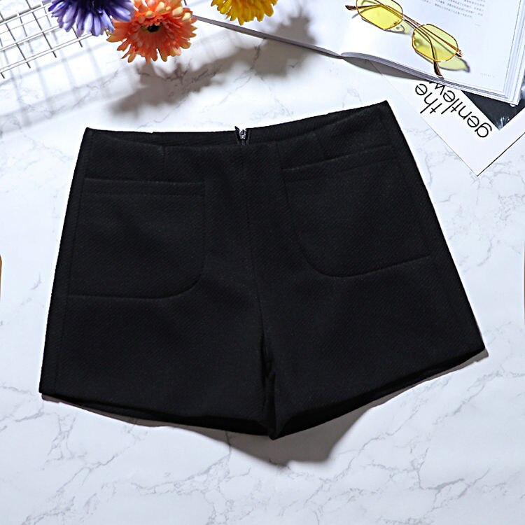 Herfst winter dames slim shorts vrouwelijke wollen casual koreaanse stijl warme dikke basic shorts  q391