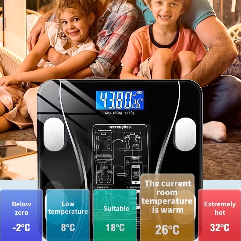 Báscula de grasa corporal inteligente para adultos, balanza electrónica de carga para el hogar, Bluetooth, F
