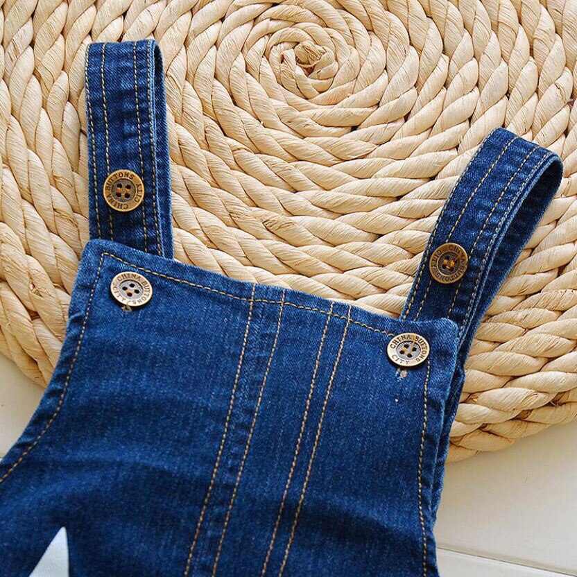 Girls Denim Overalls Spring autumn cotton long trousers Kids suspender jeans Solid Girls Casual jeans short 1-3T baby boys pants