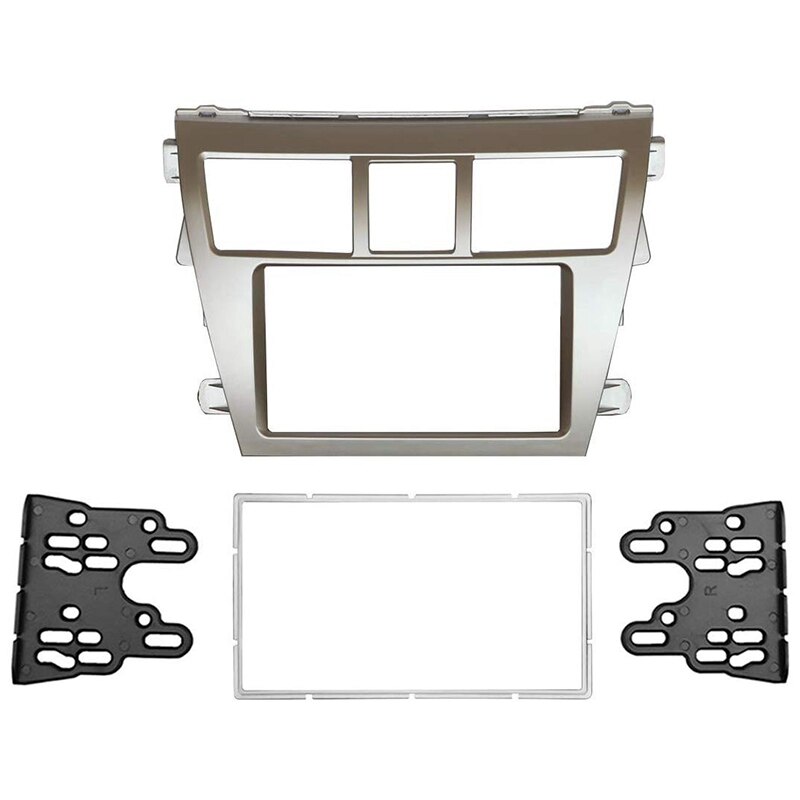 -Dubbel Din Fascia Voor Toyota Vios Belta Yaris Sedan Radio Dvd Stereo Panel Dash Montage Installatie Trim kit Frame Worden
