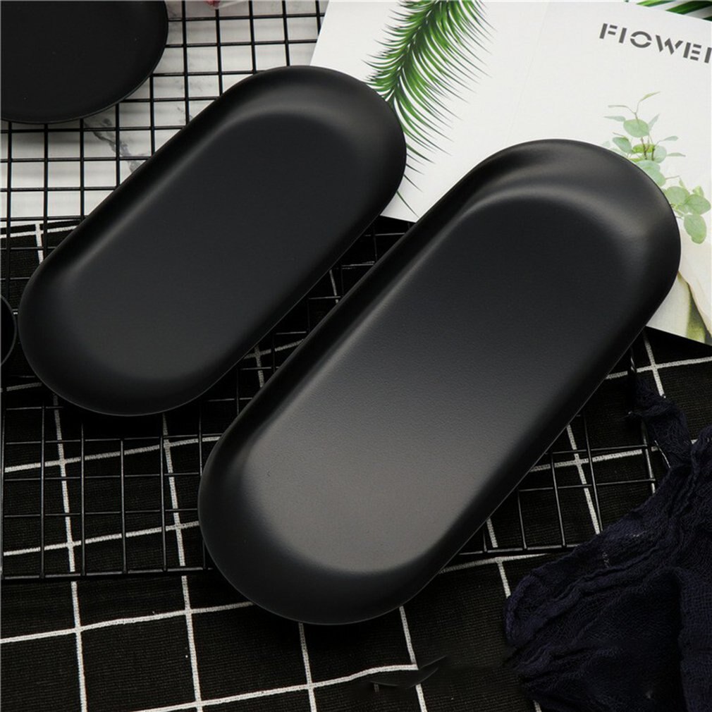 Storage Tray Nordic Stainless Steel Jewelry Plate Oval-shaped Towel Tray Cosmetic Jewelry Organizer Snack Tray