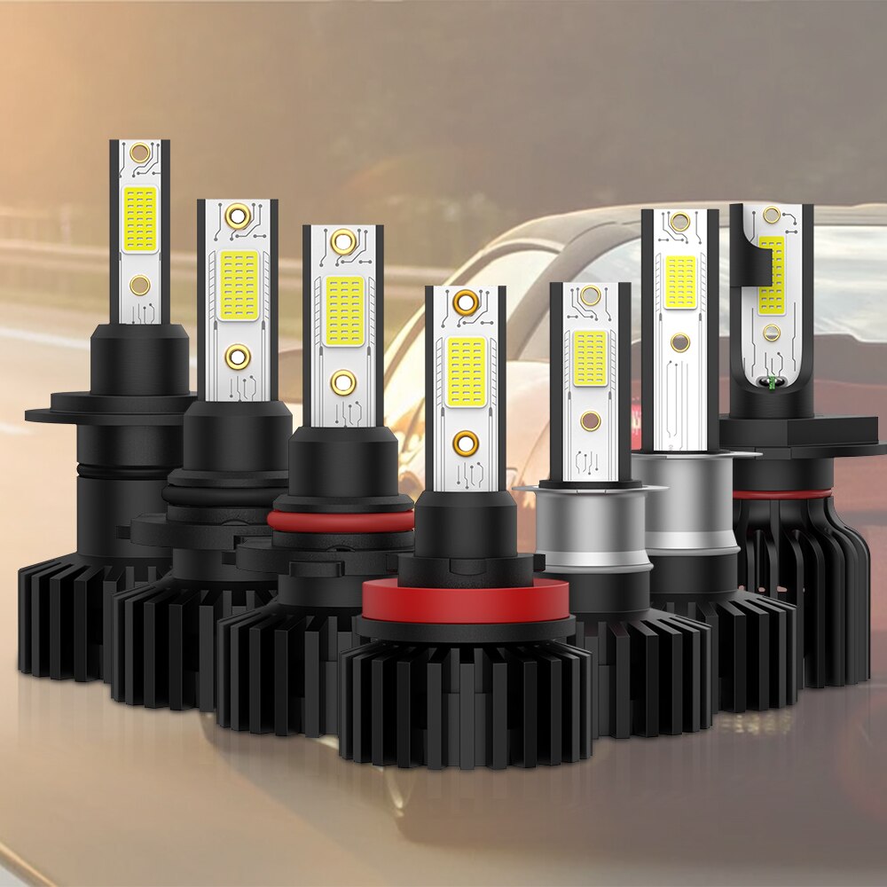 2 stk  h7 led  h4 canbus mini størrelse led pære  h1 h8 h9 h11 9005 hb3 9006 h10 no radiointerferens cob led tågelys bilforlygter