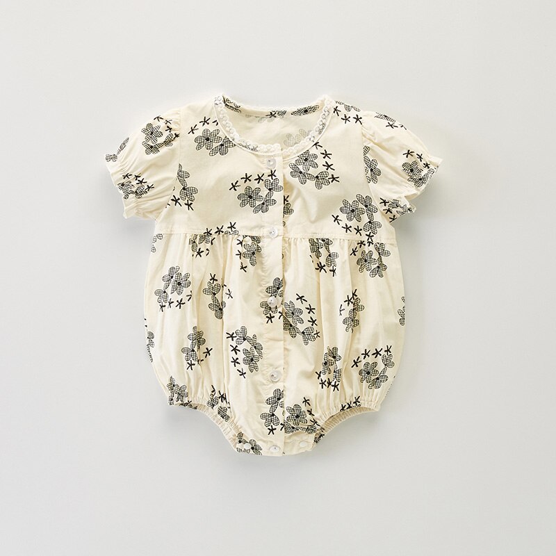 Autumn Hot Selling Baby Girls Floral Pattern bodysuit Bodysuits with Embroidery Collar