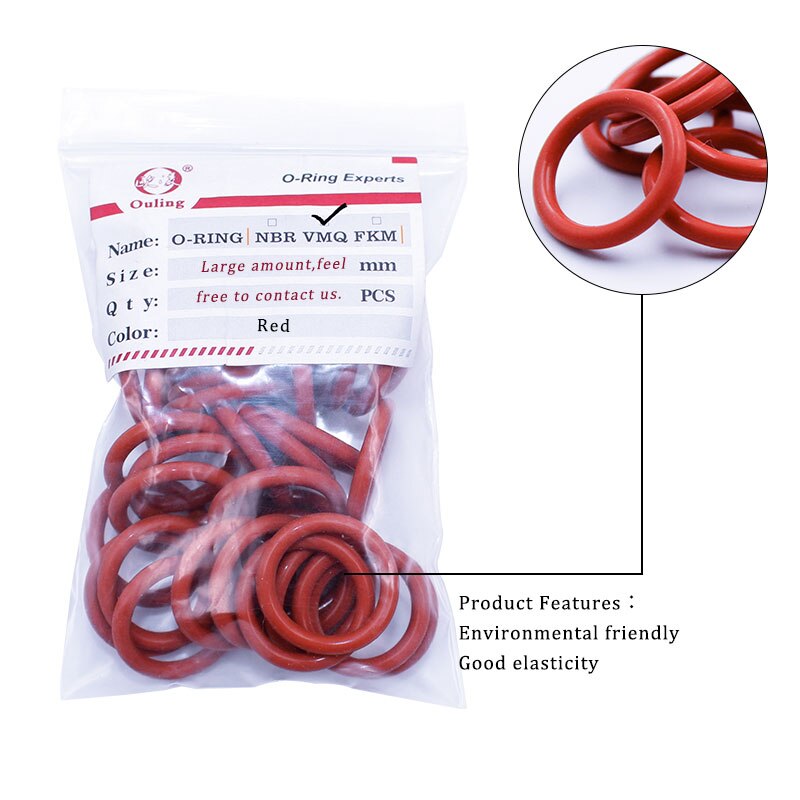 10 stk / parti silikone ringe silikone / vmq o ring 1.8mm tykkelse  id1.8/2/2.24/2.5/2.8/3.15/3.55/3.75/4mm gummi o-ring tætningspakning