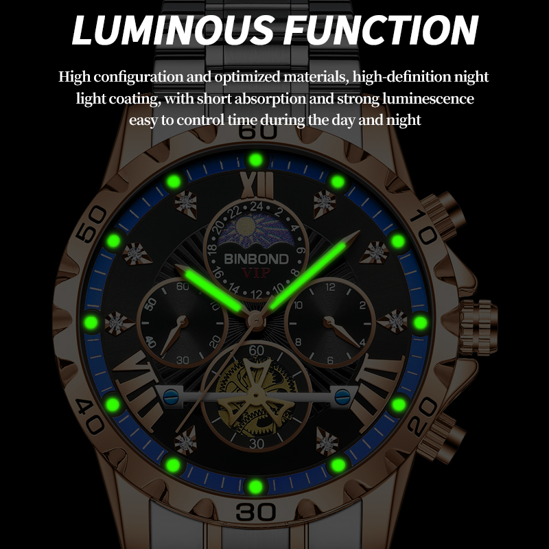 2024 Luxe Automatische Mechanische Horloge Voor Mannen Holle Tourbillon Waterdicht Lichtgevende Datum Week Rvs Heren Horloges
