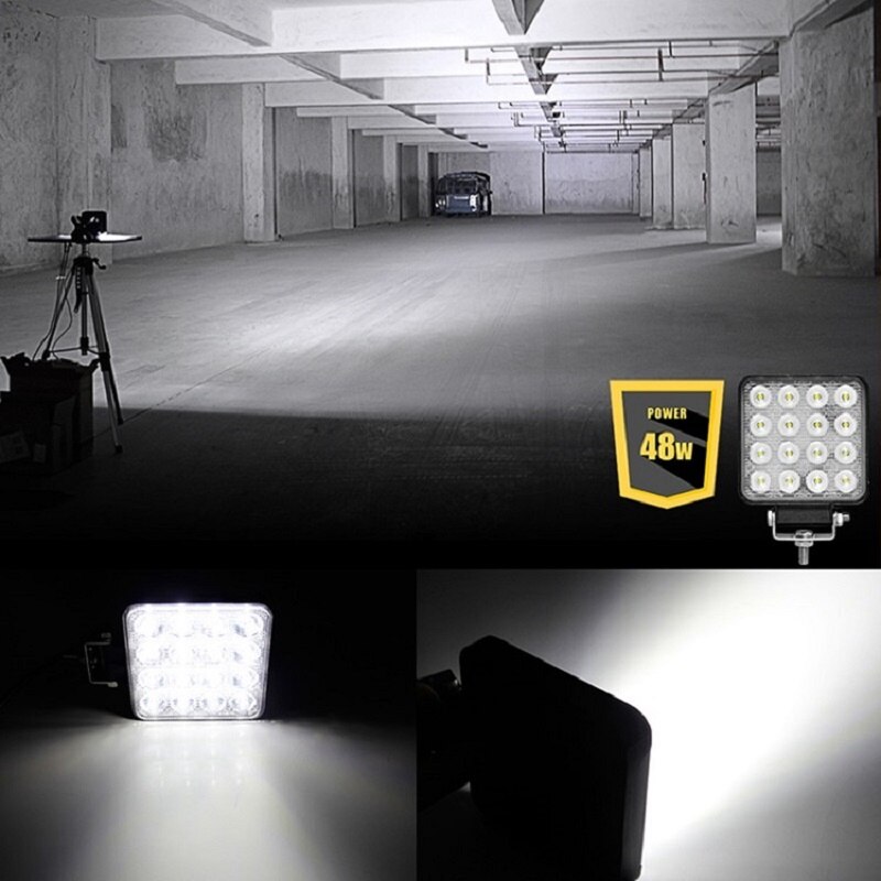 Okeen 4 kpl 48w neliö led -työvalo suuritehoinen kohdevalo mini -ledbar 4 x 4 offroad -mönkijä -kuorma -auton traktorin moottoripyörän valot