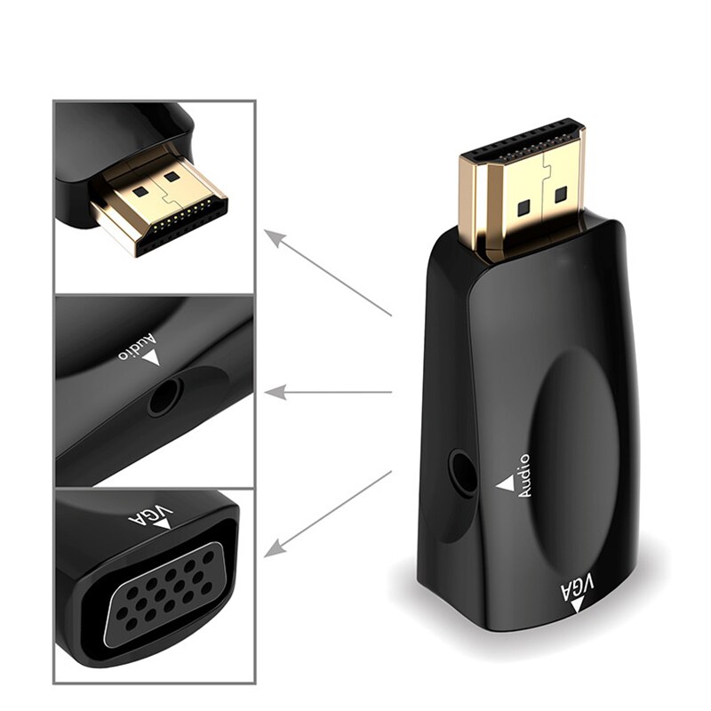 Hdmi-Compatibel Naar Vga Kabel Converter Man Famale Converter Adapter 3.5 Mm Jack Audio Hd 1080P Voor pc Laptop Tablet