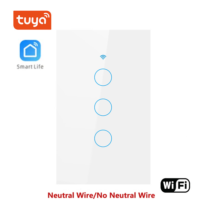 Inteligentne przełączniki Tuya Przewód neutralny USA / Nie wymaga przewodu neutralnego Światło WiFi Przełącznik dotykowy 1/2/3/4 Gang Via Alexa Google Home Alice: Bundle3