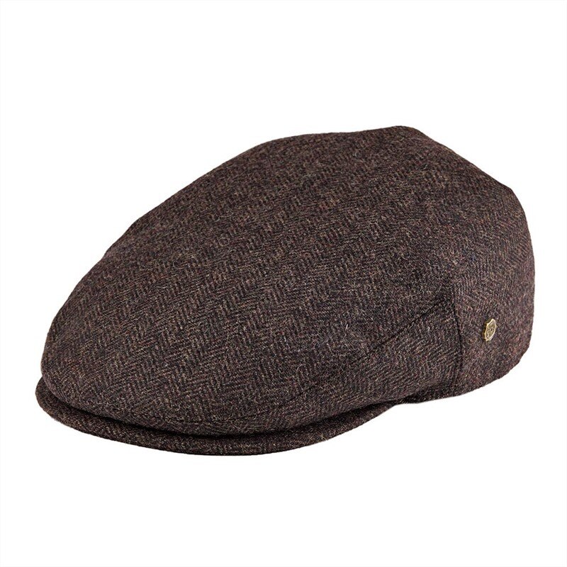 VOBOOM – casquette plate à chevrons, 50% laine Tweed, chapeau de taxi, NewsboyCap Bunnet Paddy Dai, coupe-fromage, chapeaux de conduite: Marron / 6 3/4
