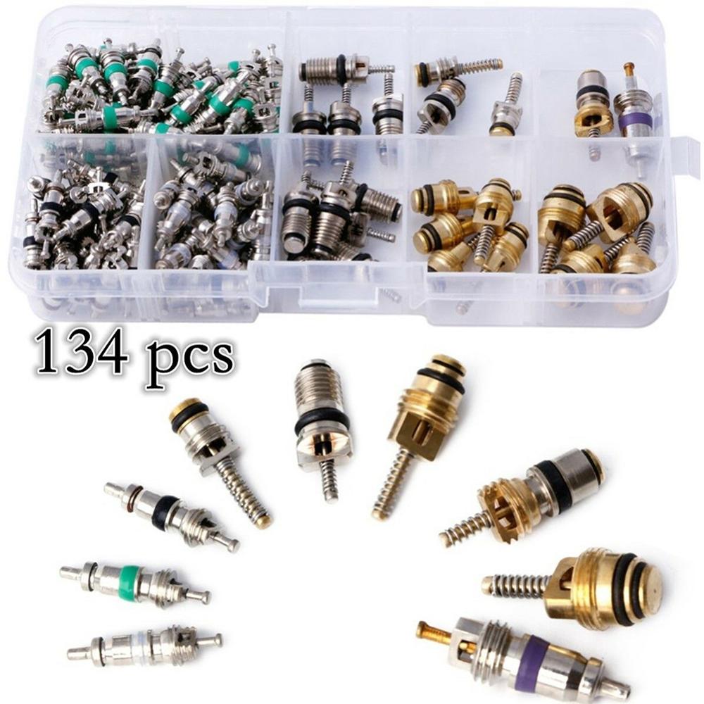 Holdbar 134 stk klimaanlegg ventil kjerne  r134a ventil kjerne sett auto ventil kjerner fjerner verktøy bil dekk sortiment fjerner sett: misligholde tittel