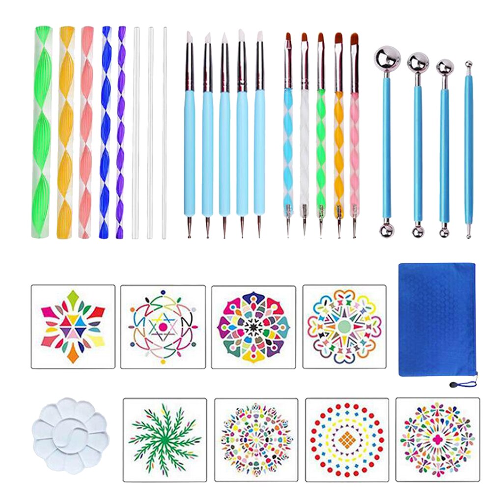 32pcs Mandala Dotting Tools Set Painting Stencils Rocks Template Set for Painting Rocks DIY Nail Art Craft Drawing Handwork