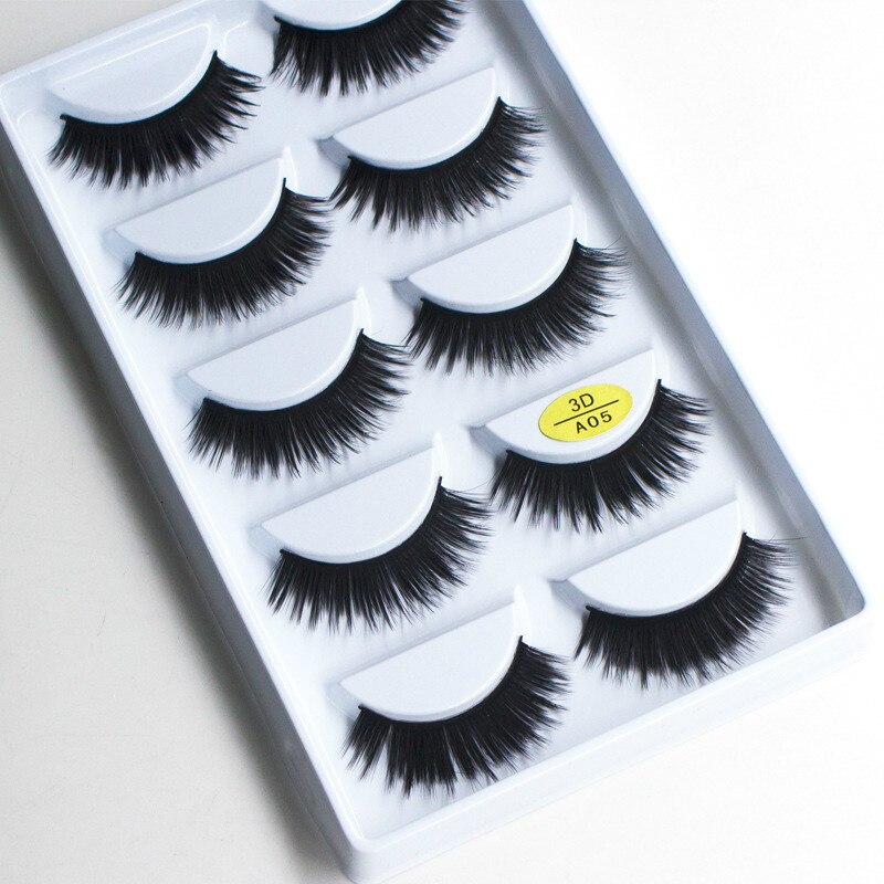 5Pairs 3D Synthetic Hair False Eyelashes Natural/Thick Long Eye Lashes Wispy Makeup Beauty Extension Tools A04: 5