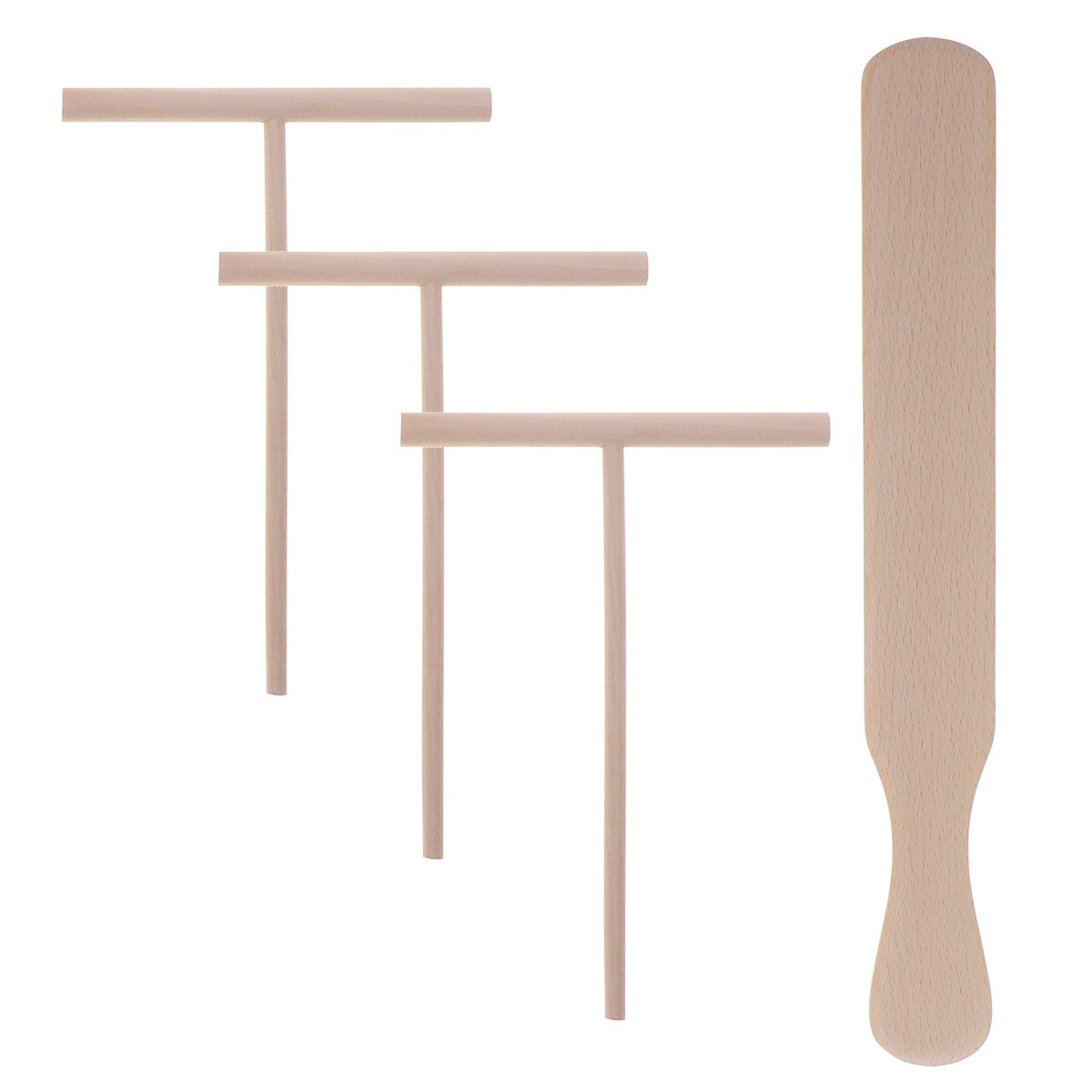 Pancake Cooking Utensils Wooden Crepe Spreader and Spatula Tortilla Rake Batter Spreading Tools: As Shown 2