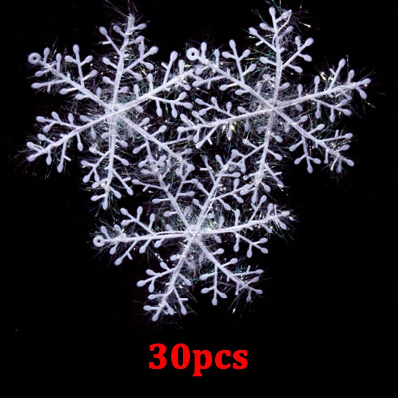 30/60pcs Kerstboomversiering Witte Sneeuwvlok Ornamenten Christmas Party Decoratie voor Thuis Kunstmatige sneeuw Jaar ZXH: 11cm 10packs