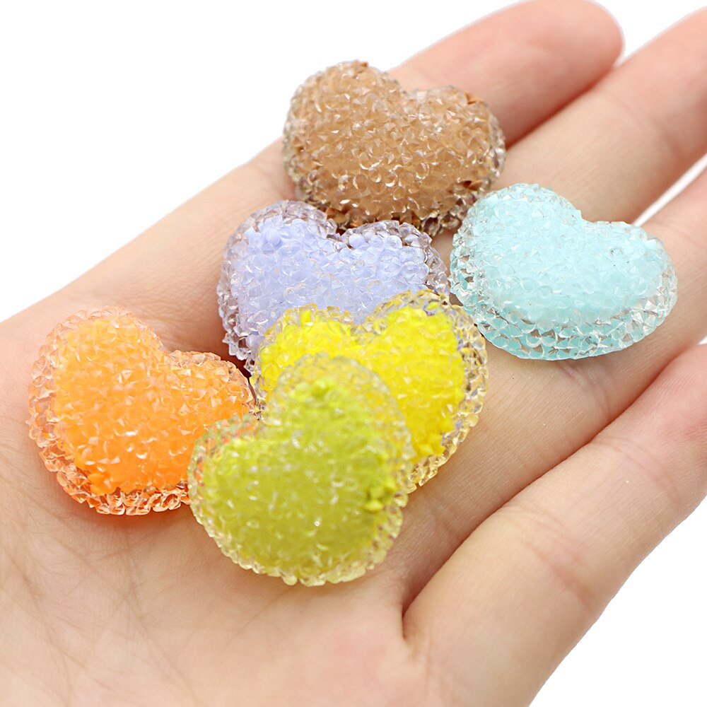 10 pièces coloré amour coeur plein diamant acrylique 3D résine nœud papillon bricolage accessoires Scrapbooking artisanat à la main, 10Yc11339