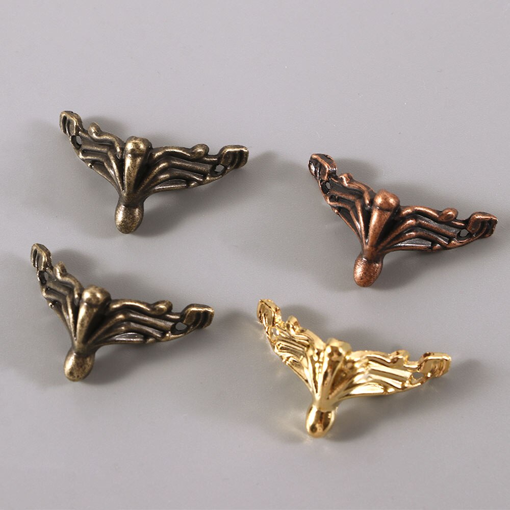 4PCS Antique Corner Protector Bronze Jewelry Chest Box Wooden Case Decorative Feet Leg Metal Corner Bracket Hardware