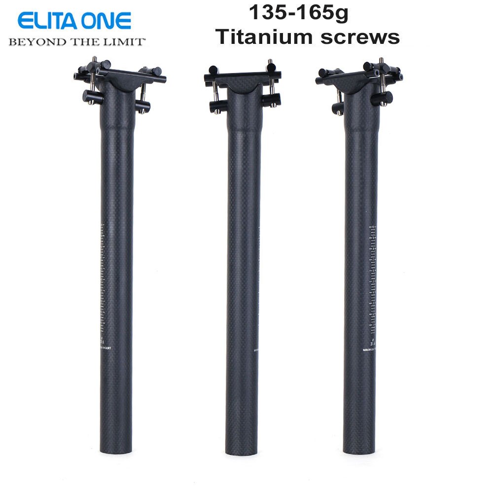 ELITA ONE-tija de sillín de carbono para bicicleta de montaña y carretera, 27,2, 30,8, 31,6mm, 3K, mate
