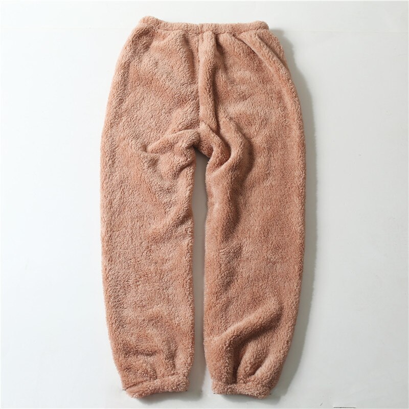 ¡Novedad de invierno! Pantalones de franela para mujer, pantalones de dormir gruesos y cálidos, pantalones de pijama para mujer, pantalones cómodos, pantalones holgados para parejas, pantalones casua: light brown