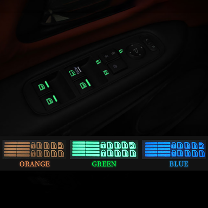 Auto Deur Raam Sticker Lichtgevende Knop Sticker Voor Nissan Qashqai J10 J11 X-Trail T31 T32 Kicks Murano Altima tiida Juke Opmerking