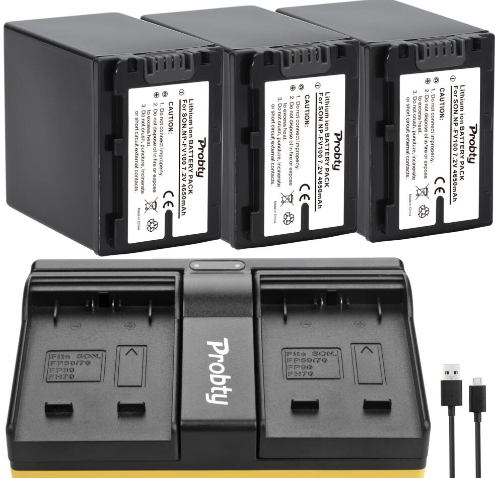 NP-FV100 bateria + ładowarka robić sony HDR-CX330 HDR-CX900 HDR-PJ810 FDR-AX100 HDR-CX130 HDR-CX150 HDR-CX300 HDR-CX305 HDR-CX350V: 3bateria abd ładowarka