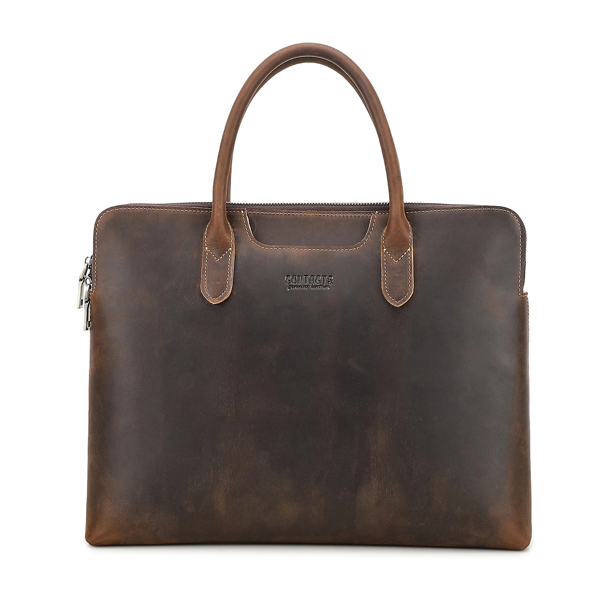 CONTACT'S Borsa da lavoro da uomo in vera pelle Valigetta in pelle Tote Borse per laptop Borsa da uomo di alta qualità per MacBook da 14,2 pollici: Default Title