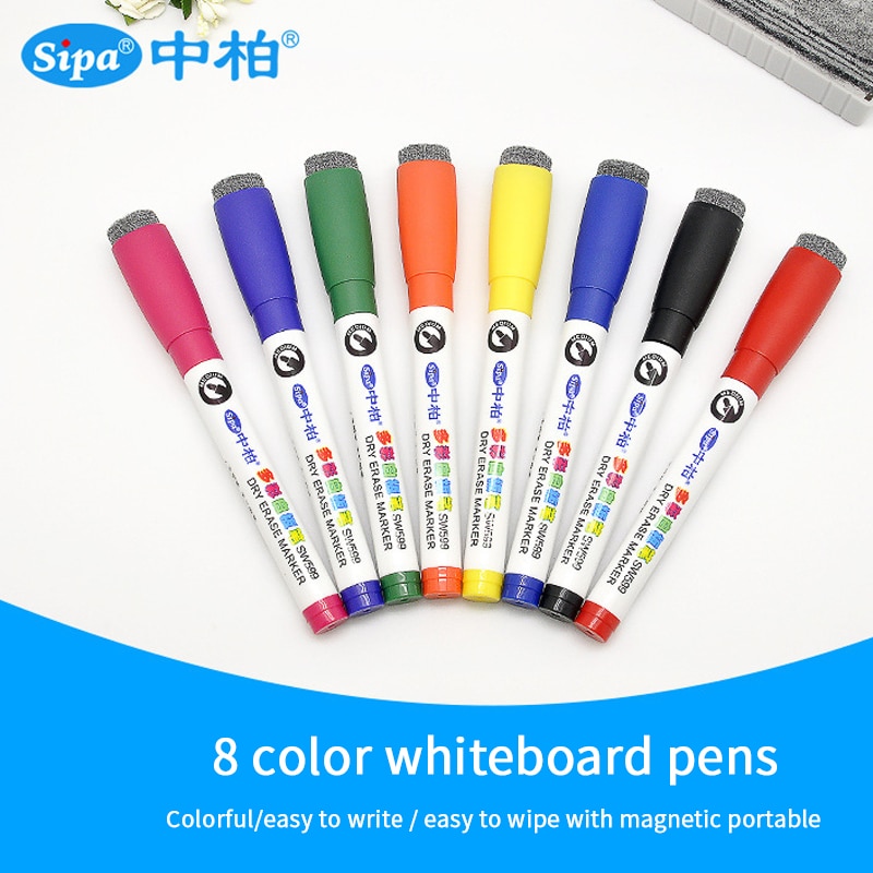 6 Stück Magnetische Whiteboard-Marker – Mit Integriertem Radiergummi, Trocken Abwischbar, Für Büro & Schule
