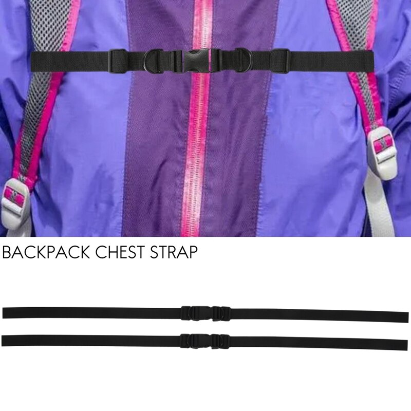 2 Pieces Backpack Chest Strap Adjustable Backpack Sternum Strap Chest Belt with Buckle for Hiking and Jogging, Black