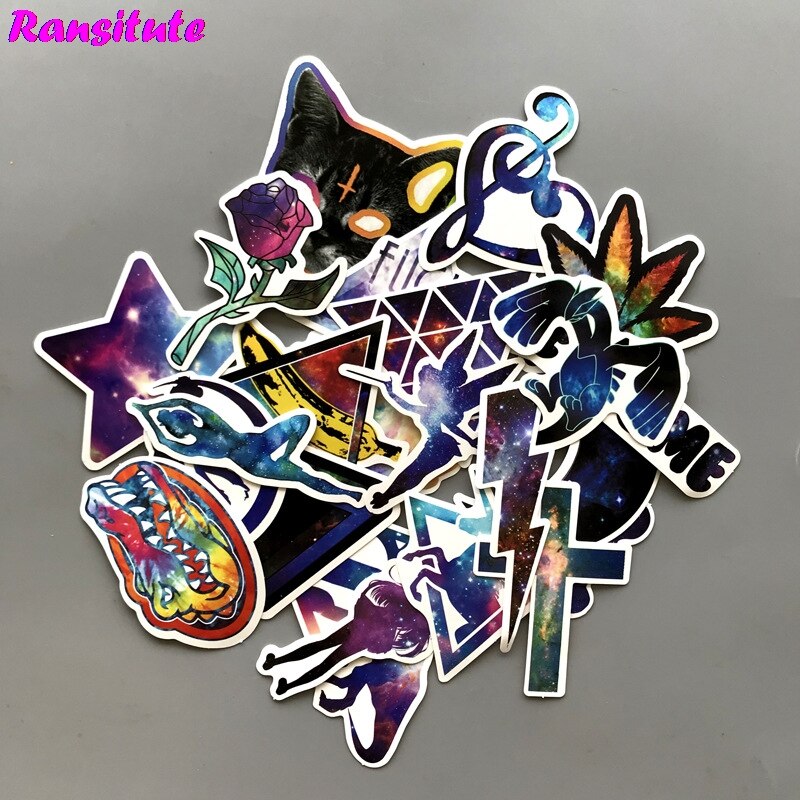 R146 42pcs/set Harajuku Star Mix Sticker Laptop Skateboard Luggage Bike Bicycle Doodle Applique Cool Waterproof Sticker