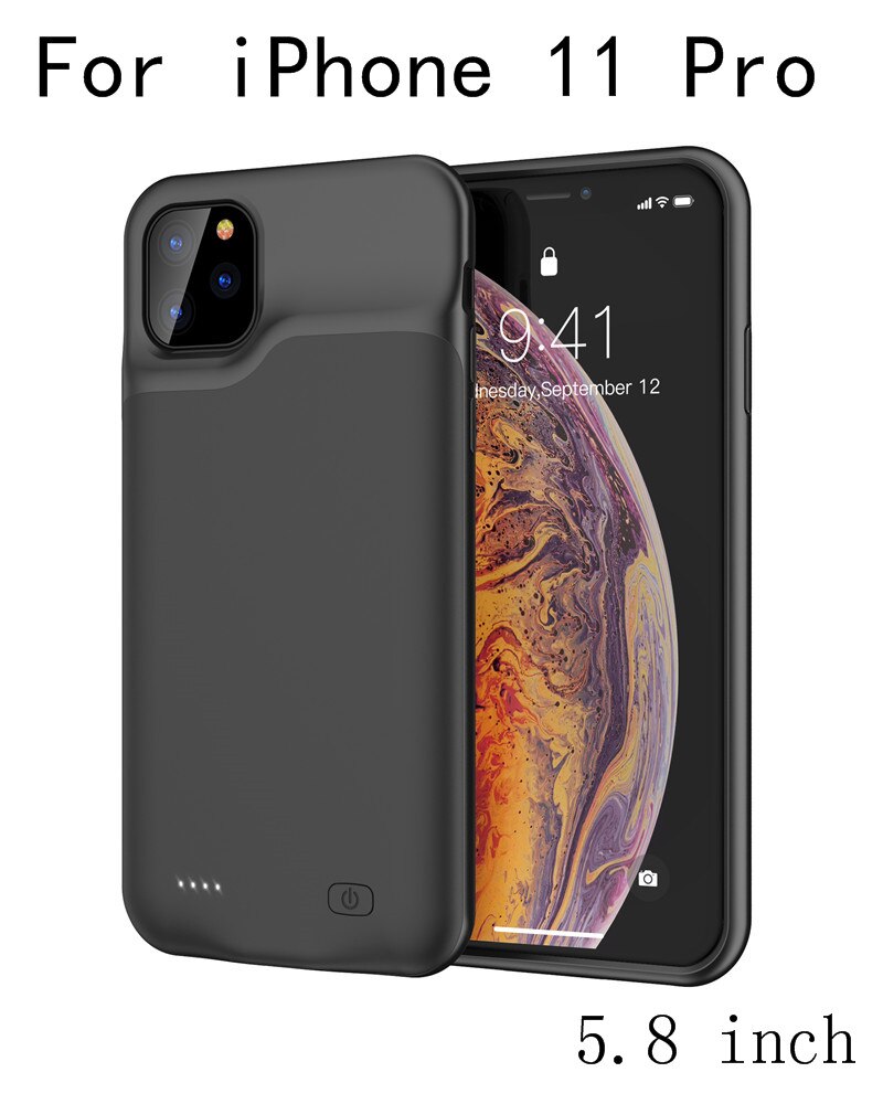 10000Mah Power Bank Case Voor Iphone 11 Pro Case Batterij Oplader Voor Iphone 11 Pro Max Power bank Opladen Case I11: i11 Pro-Black