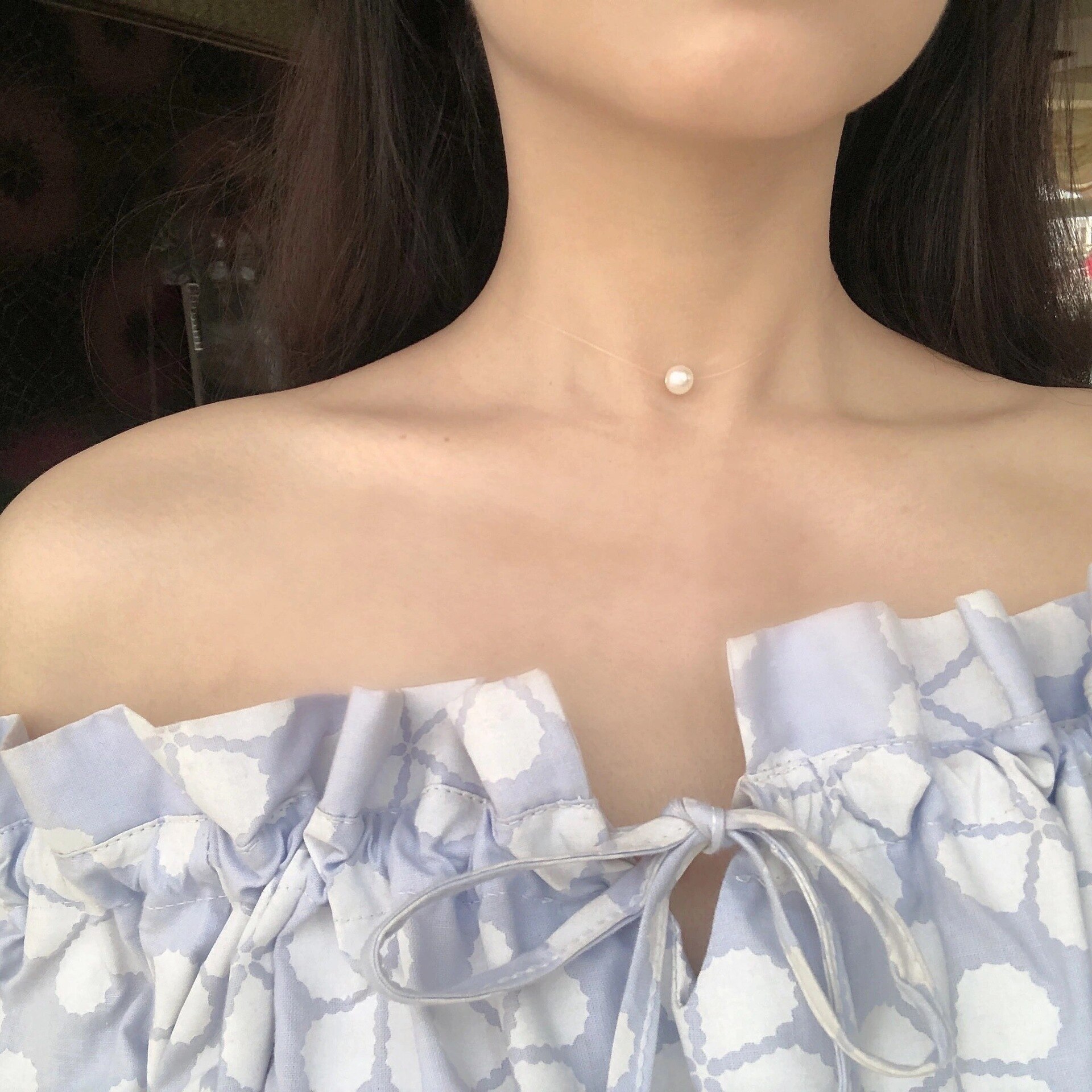 Coreano Invisível Transparente Linha De Pesca Chic 8 milímetros imitação de Pérolas Gargantilhas Colares Meninas Festa de Casamento Jóias presente Para As Mulheres