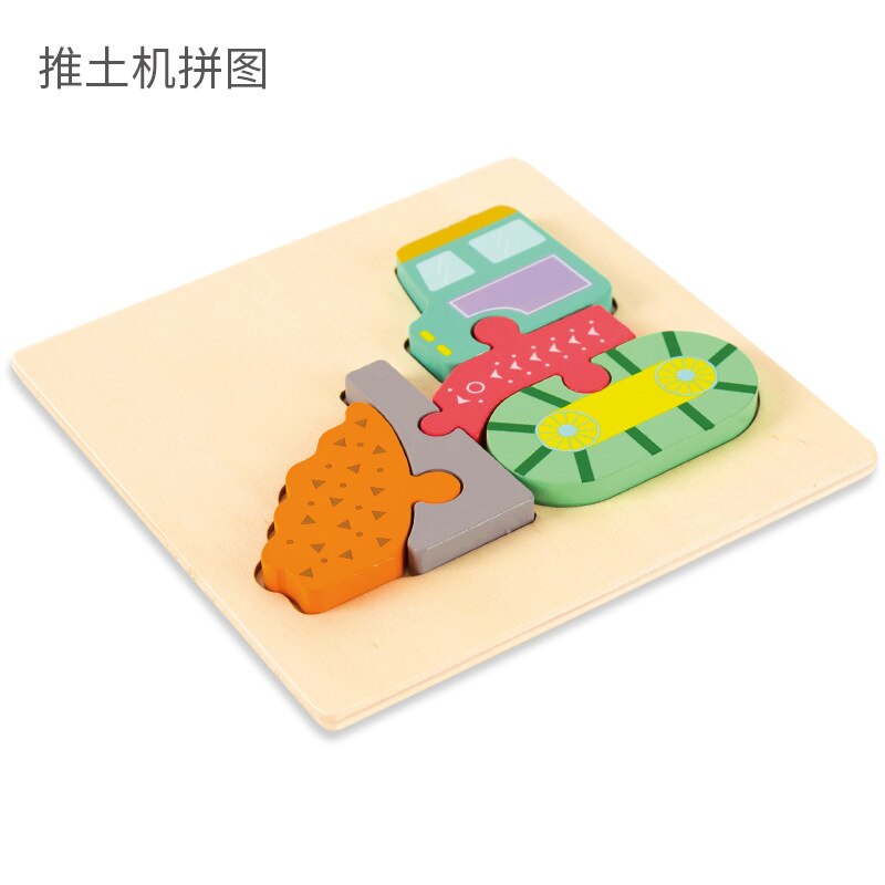 Baby Spielzeug Holz 3D Puzzle Cartoon Tier Eule Elegante Intelligenz Kinder Pädagogisches Kinder Tangram Formen Lernen Jigsaw: bulldozer