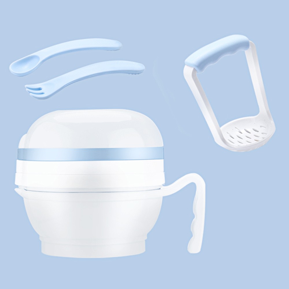 Mambobaby, 7 Uds., molinillos de alimentos para bebés, Bol de amolar para bebés, herramienta de alimentación suplementaria Manual para alimentos, máquina de zumo de frutas y vegetales para chico: Azul