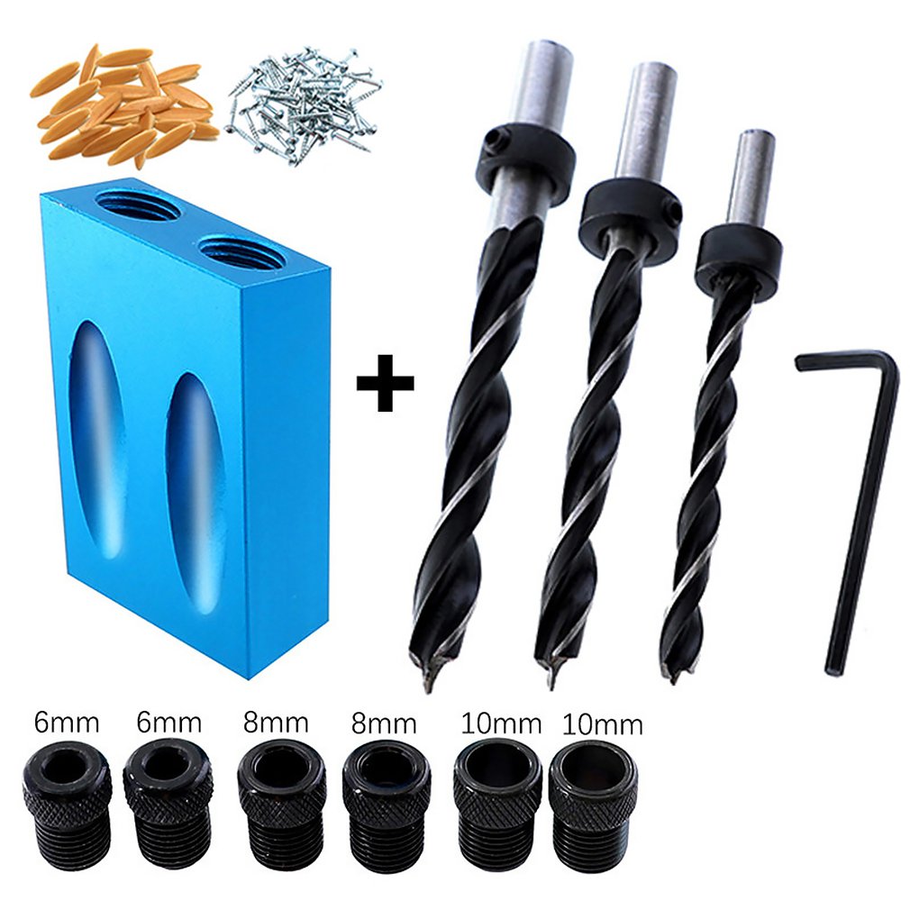 Wood Angle Drill Guide Locator Drilling Self-Centering Puncher Doweling Hole Saw Jig Set Woodworking Carpentry Tools