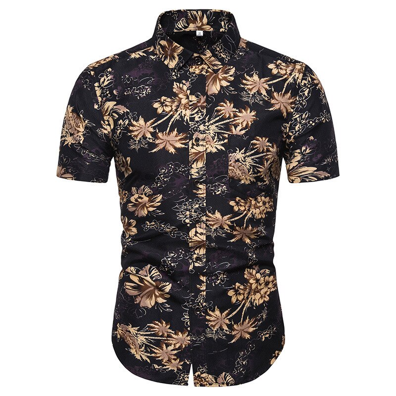 Mænds sommerskjorter herre slanke skjorter med blomsterprint til mænd kortærmet blomstret skjorte herre basic toppe afslappet plus size skjorter 5xl