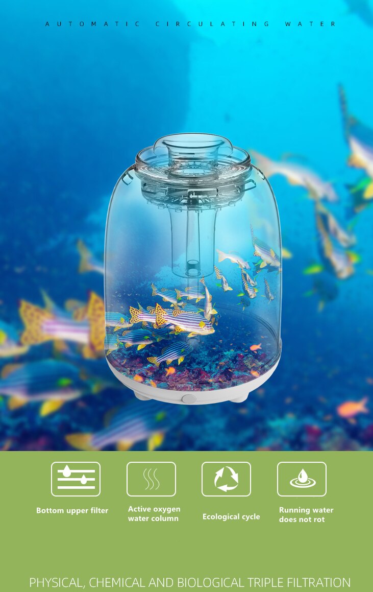 Fish tank landscaping small desktop mini office fish fighting micro landscape self circulation ecological fish tank